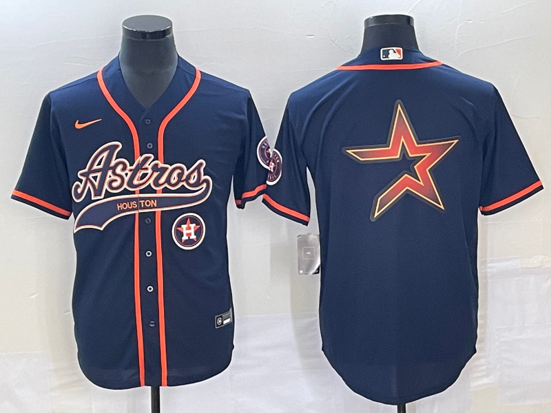 Men's Houston Astros Navy Team Big Logo With Patch Cool Base Stitched Baseball Jersey Men's Houston Astros Navy Team Big Logo With Patch Cool Base Stitched Baseball Jersey